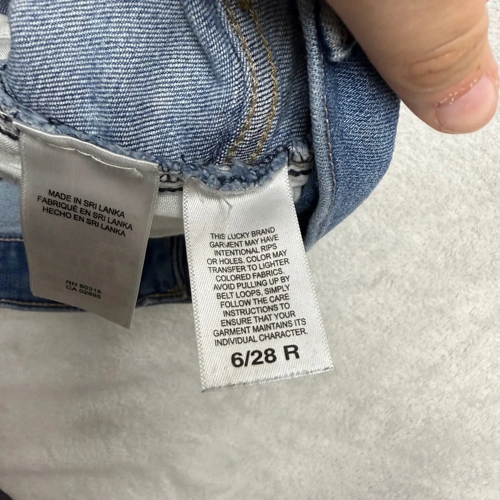 Lucky Brand‎ Sweet Mid Rise Straight Jeans Blue Distressed Denim 6/28 R